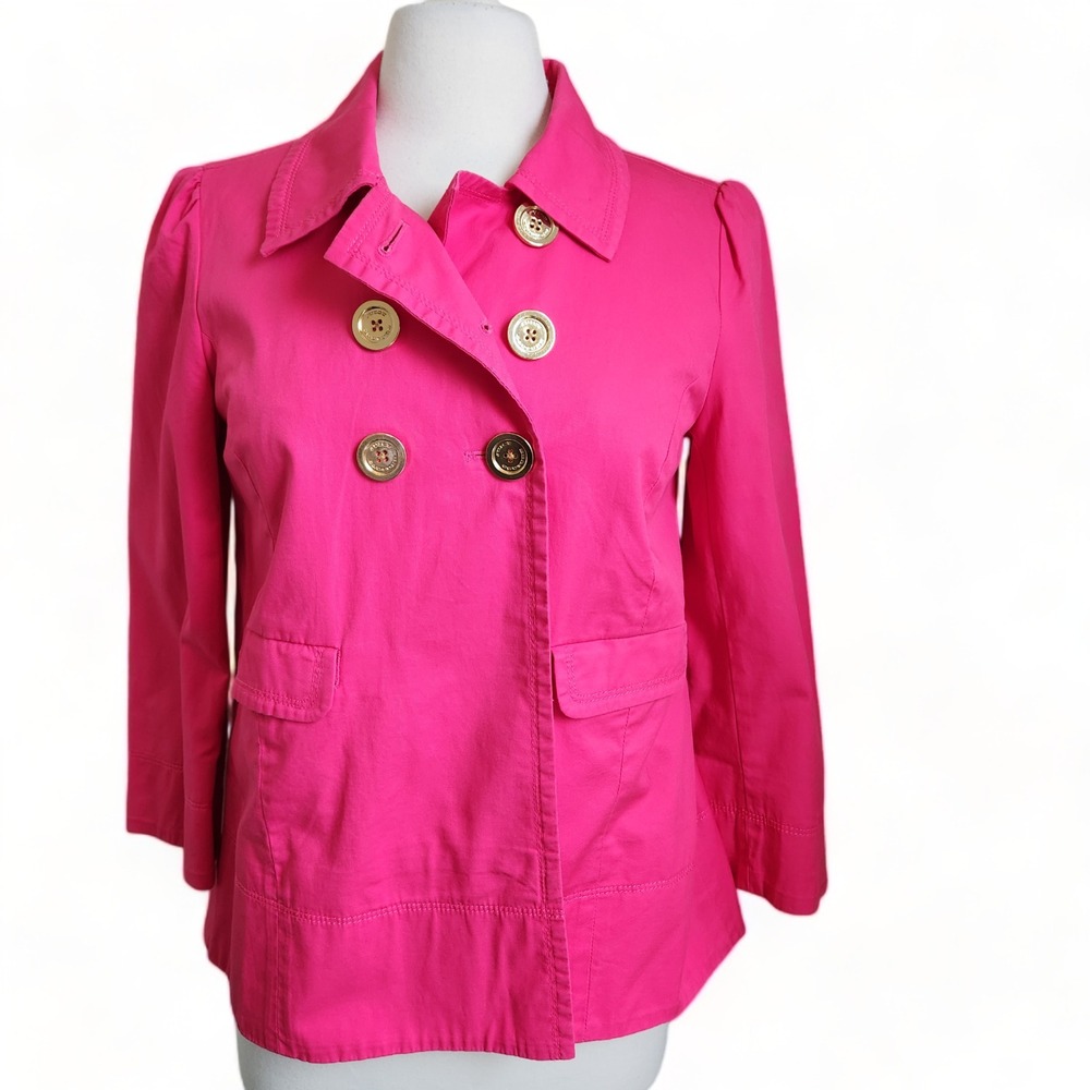 Y2K Juicy Couture Double Breasted Cropped Trench Coat Women Small Pink Barbie